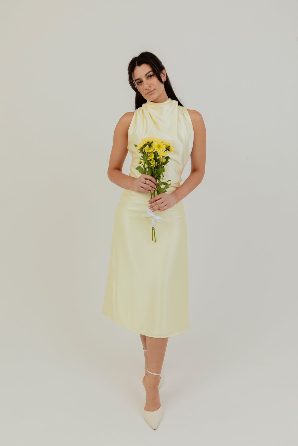 High Neck Satin Dress