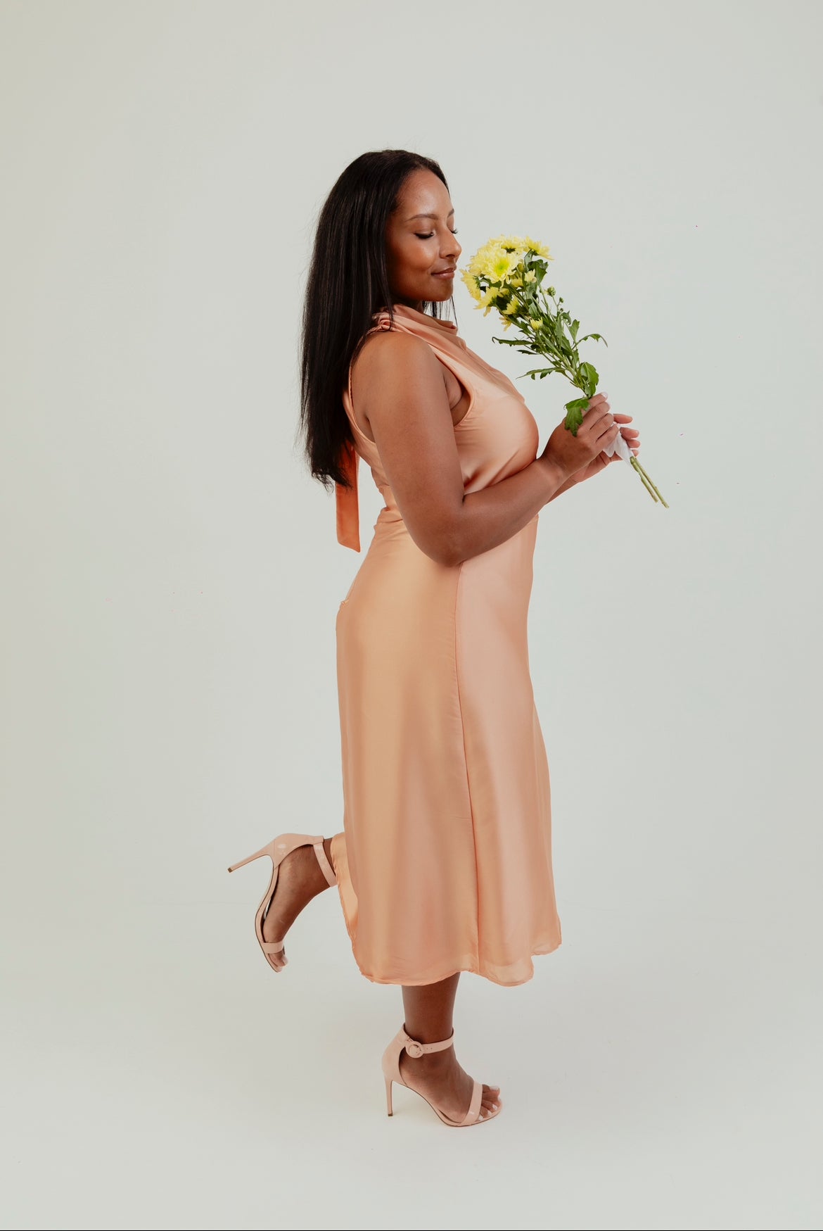 High Neck Satin Dress