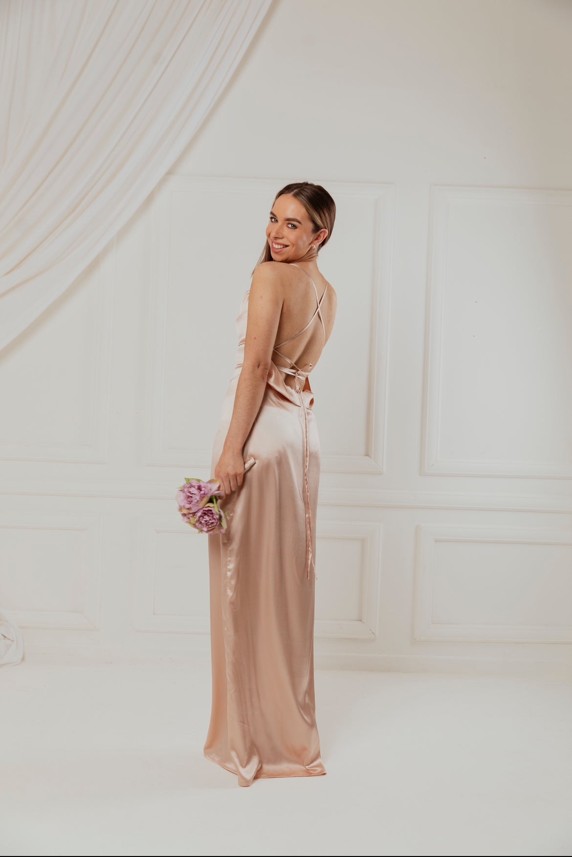 Light Peach Cowl neck dress