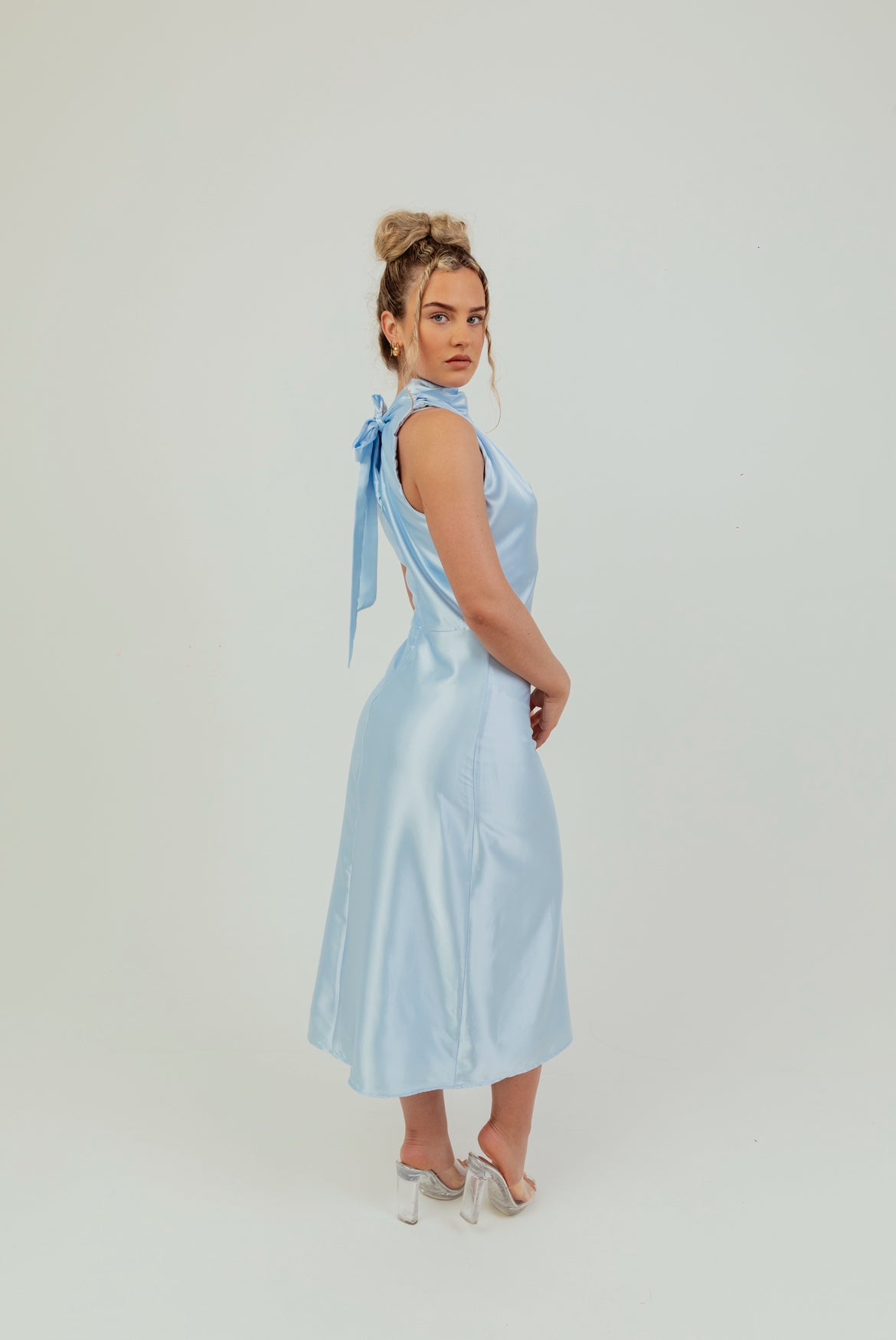 High Neck Satin Dress