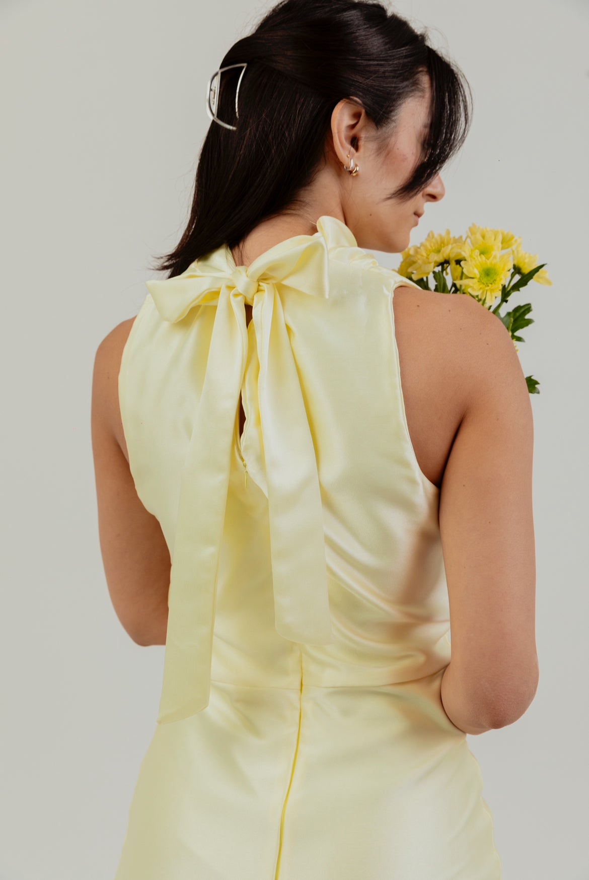 High Neck Satin Dress