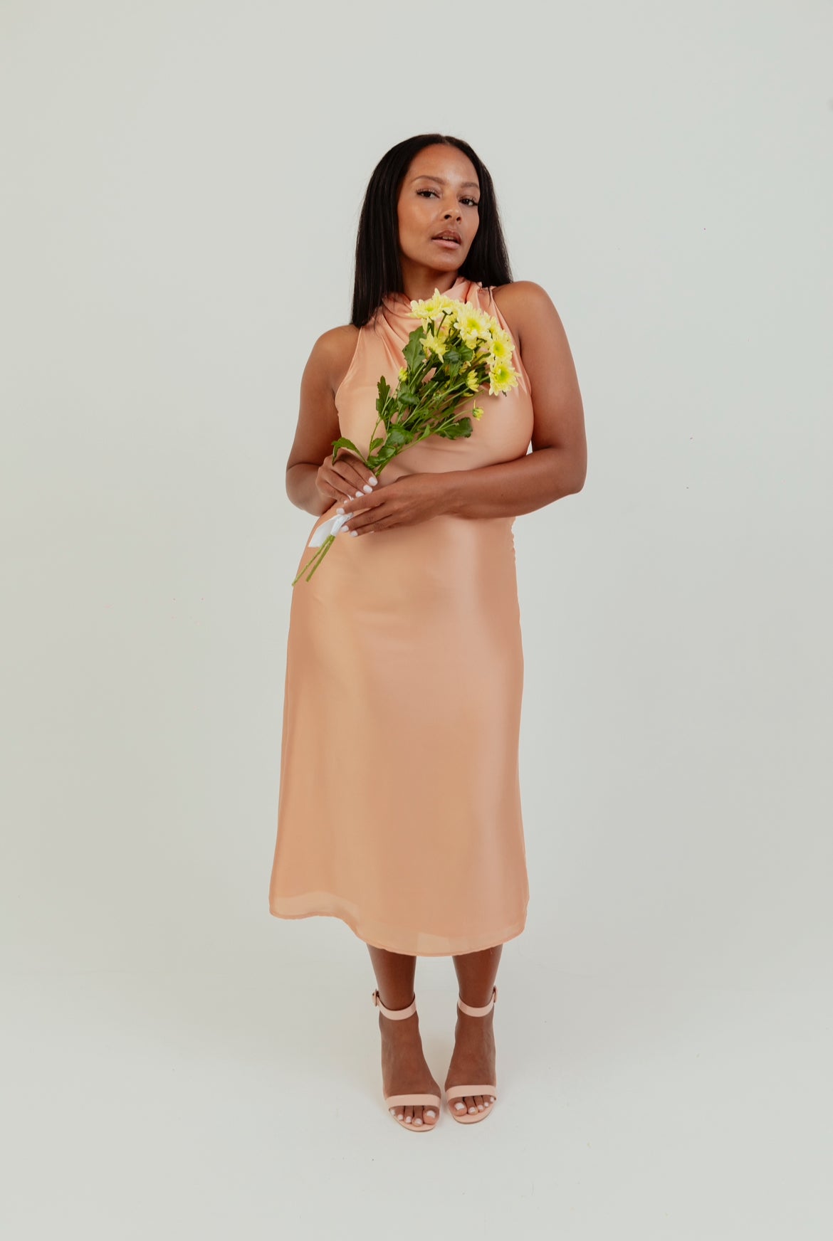 High Neck Satin Dress