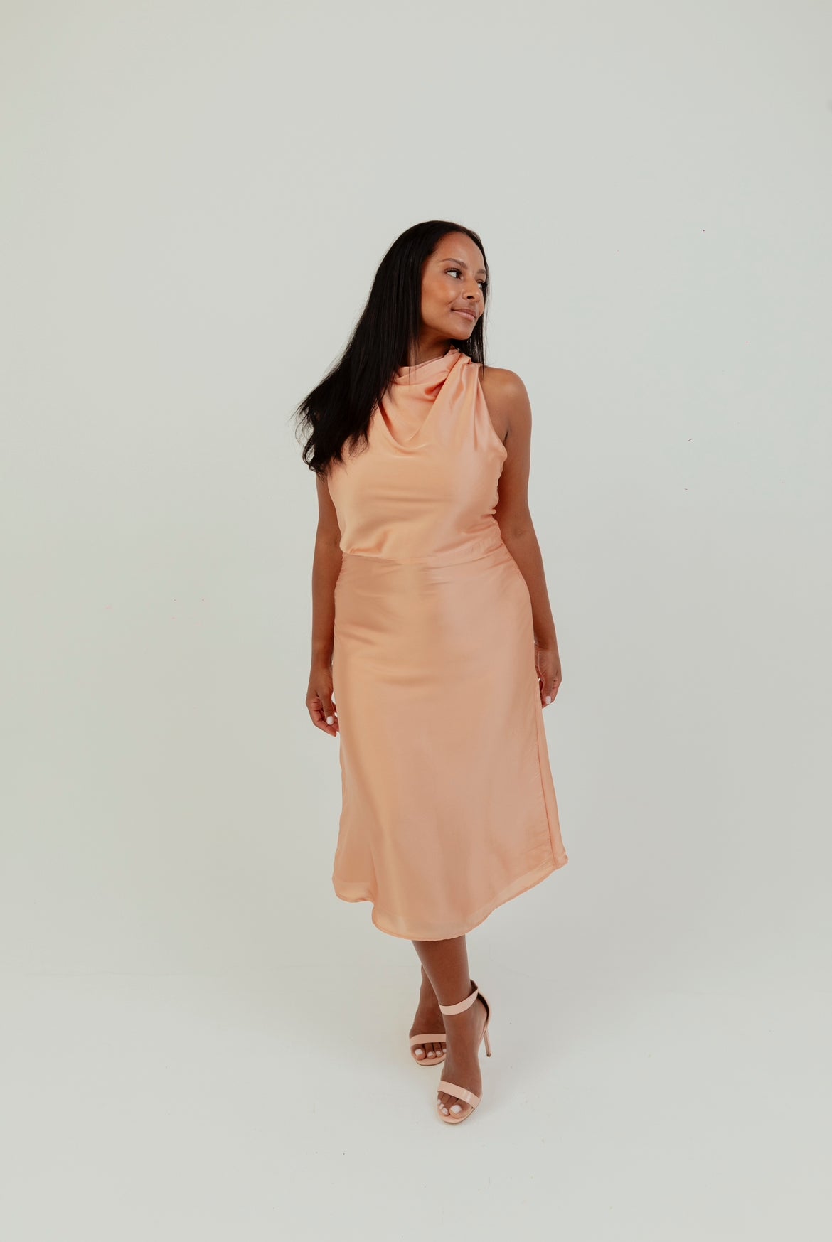 High Neck Satin Dress