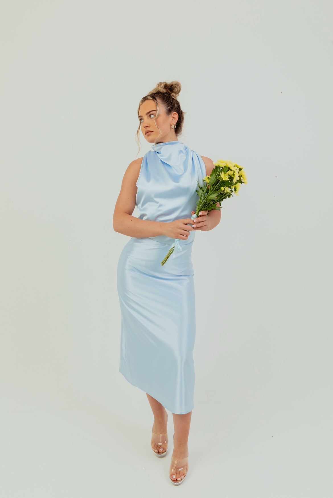 High Neck Satin Dress