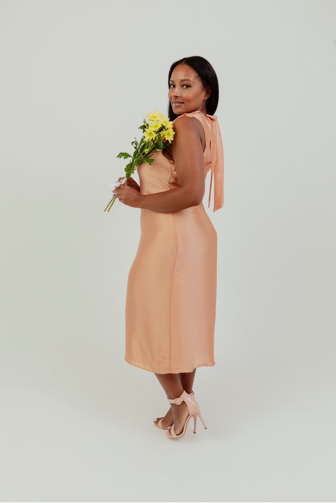 High Neck Satin Dress
