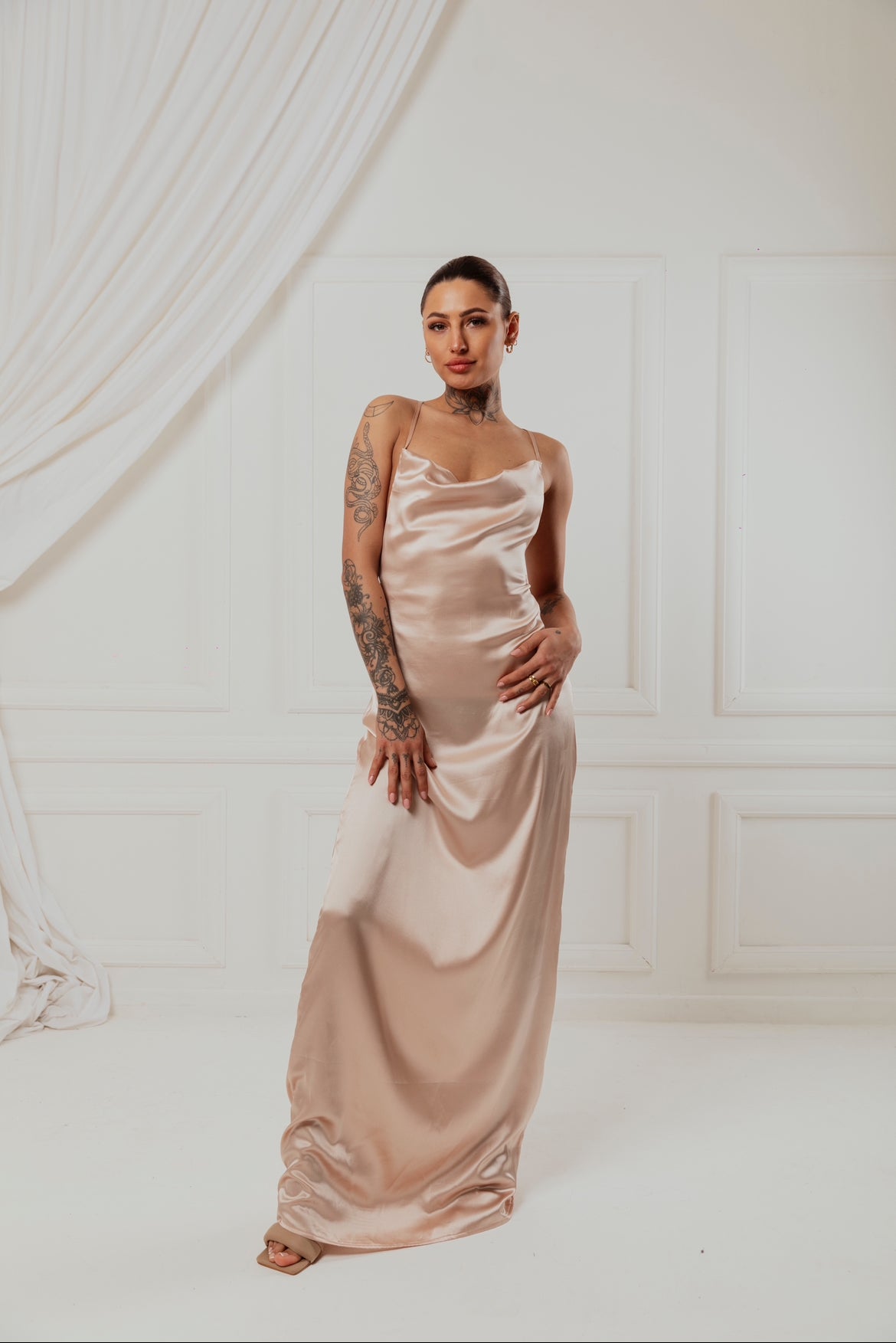 Light Peach Cowl neck dress