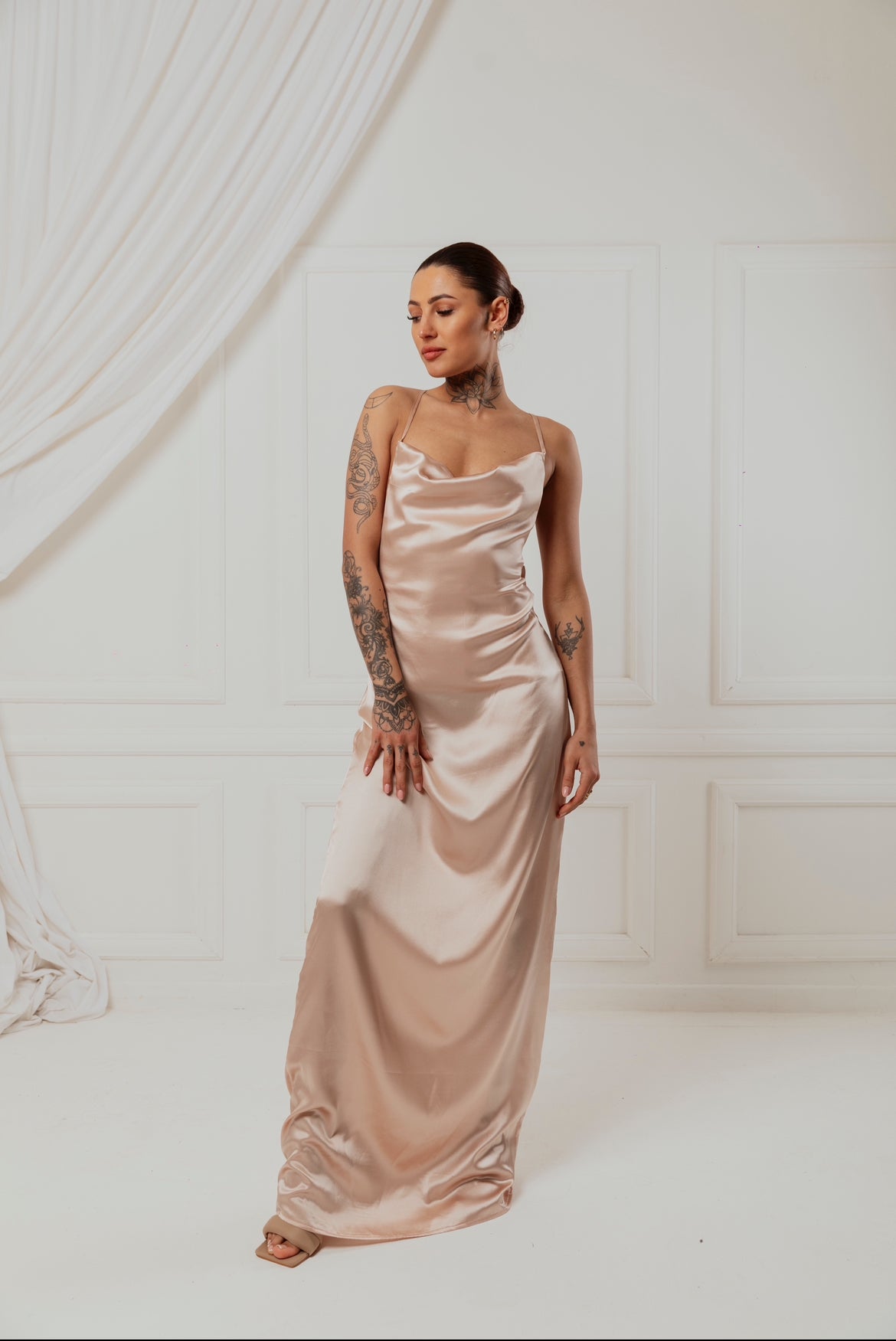 Light Peach Cowl neck dress