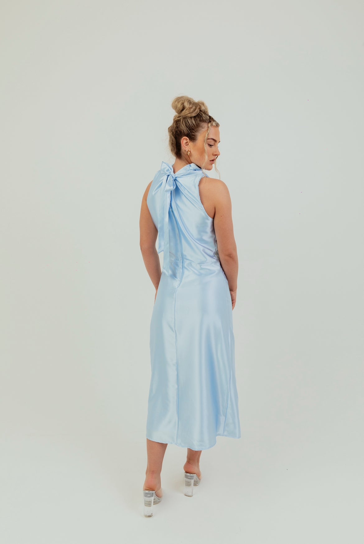 High Neck Satin Dress