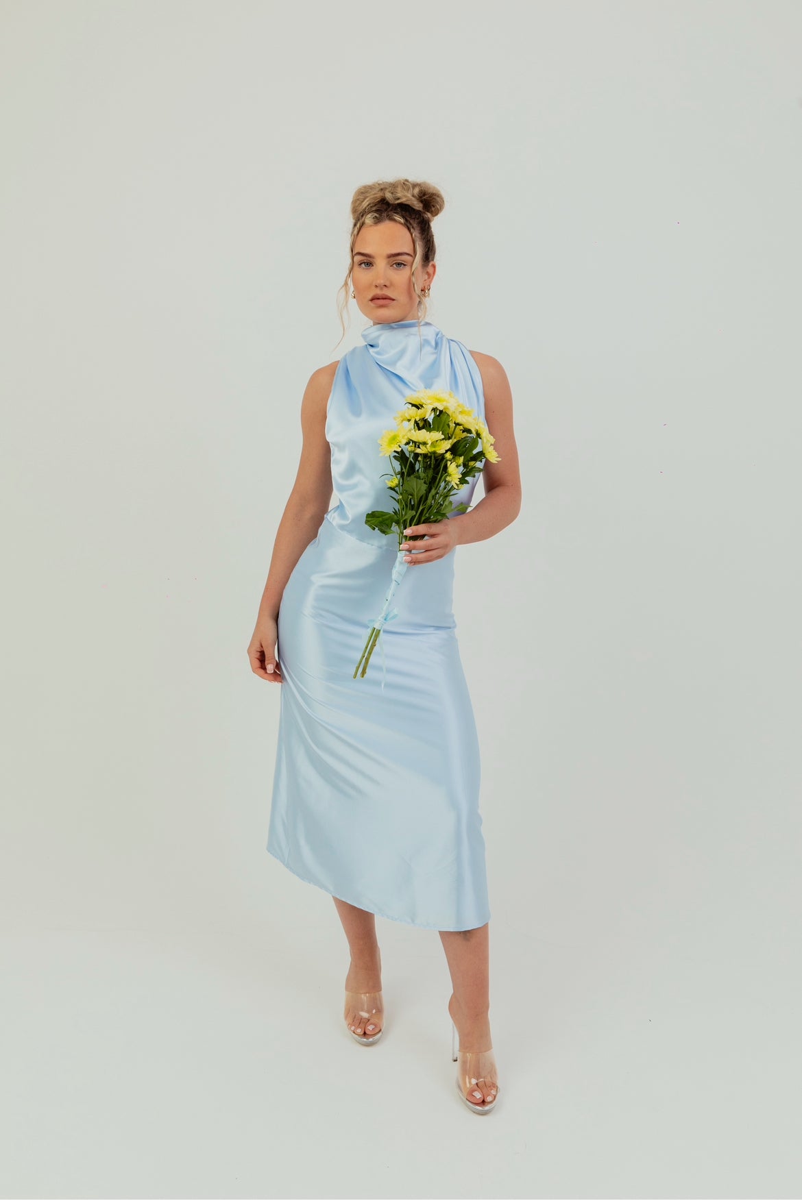 High Neck Satin Dress