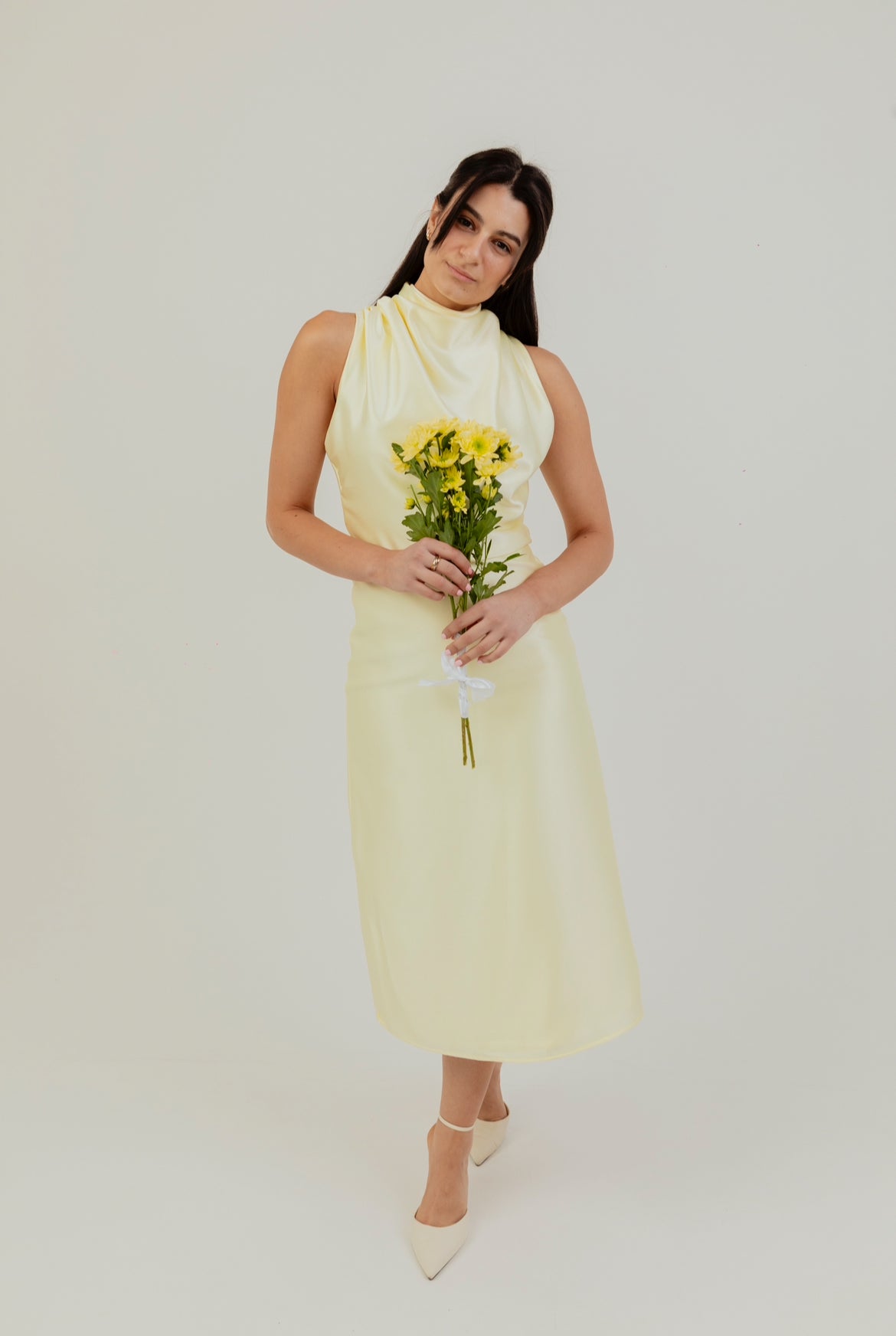 High Neck Satin Dress