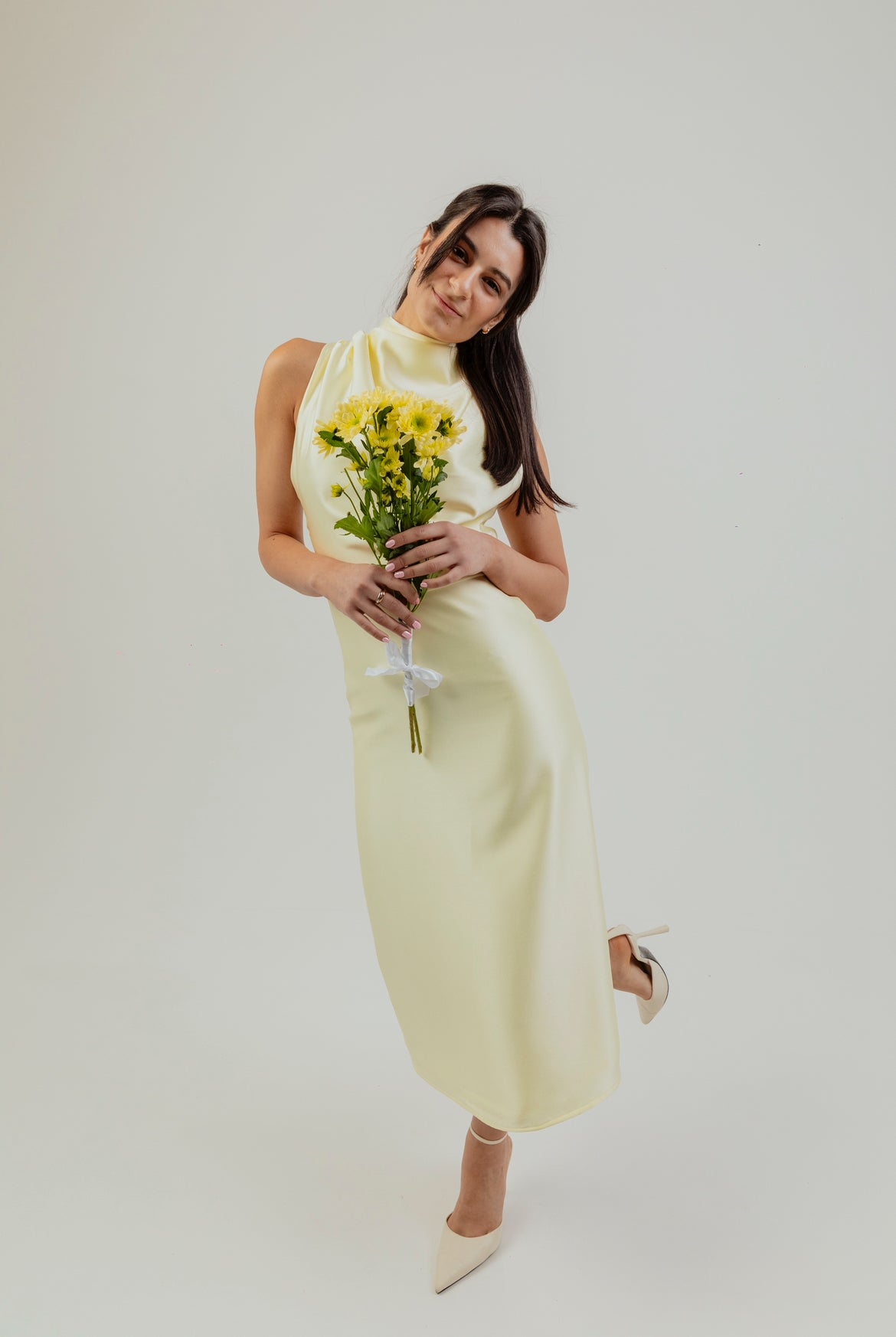 High Neck Satin Dress