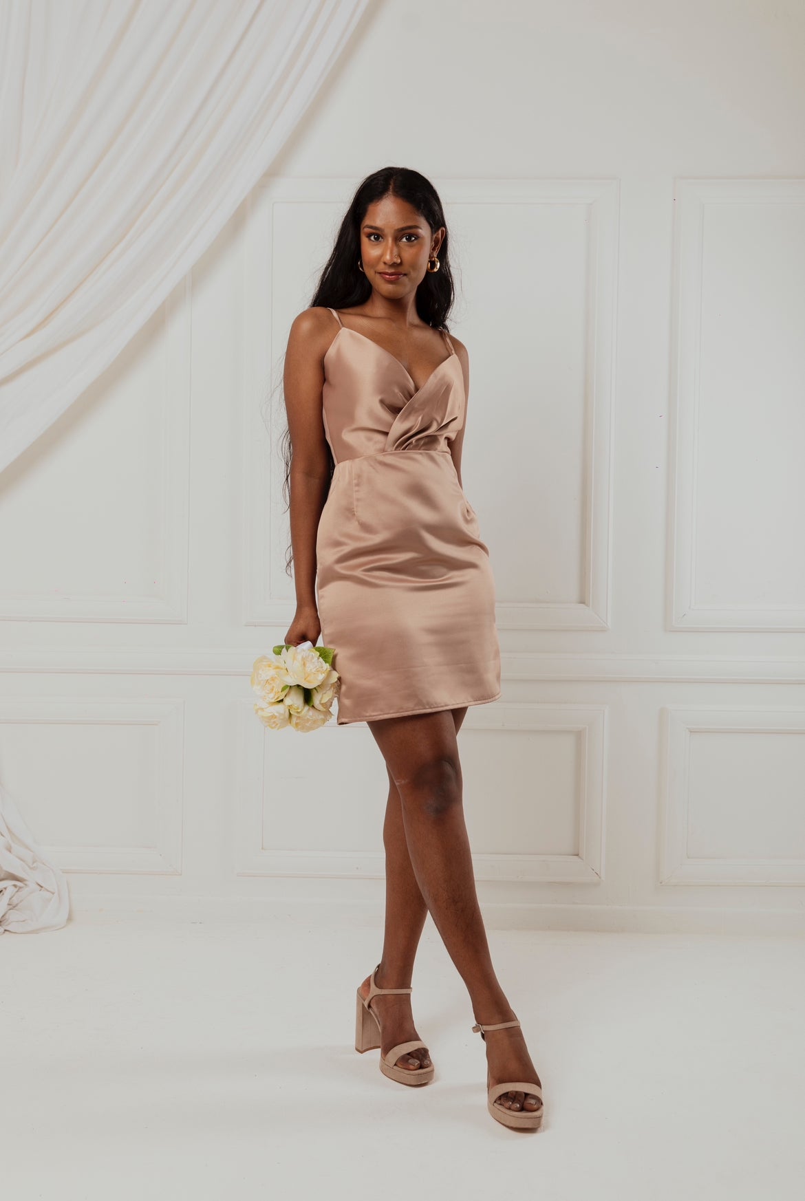 Dusty rose pencil skirt dress