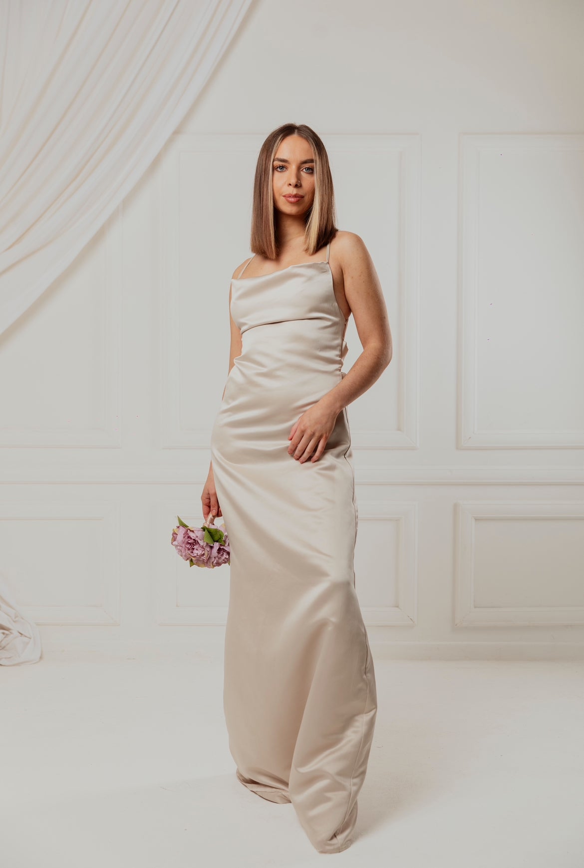 Champagne Cowl neck dress