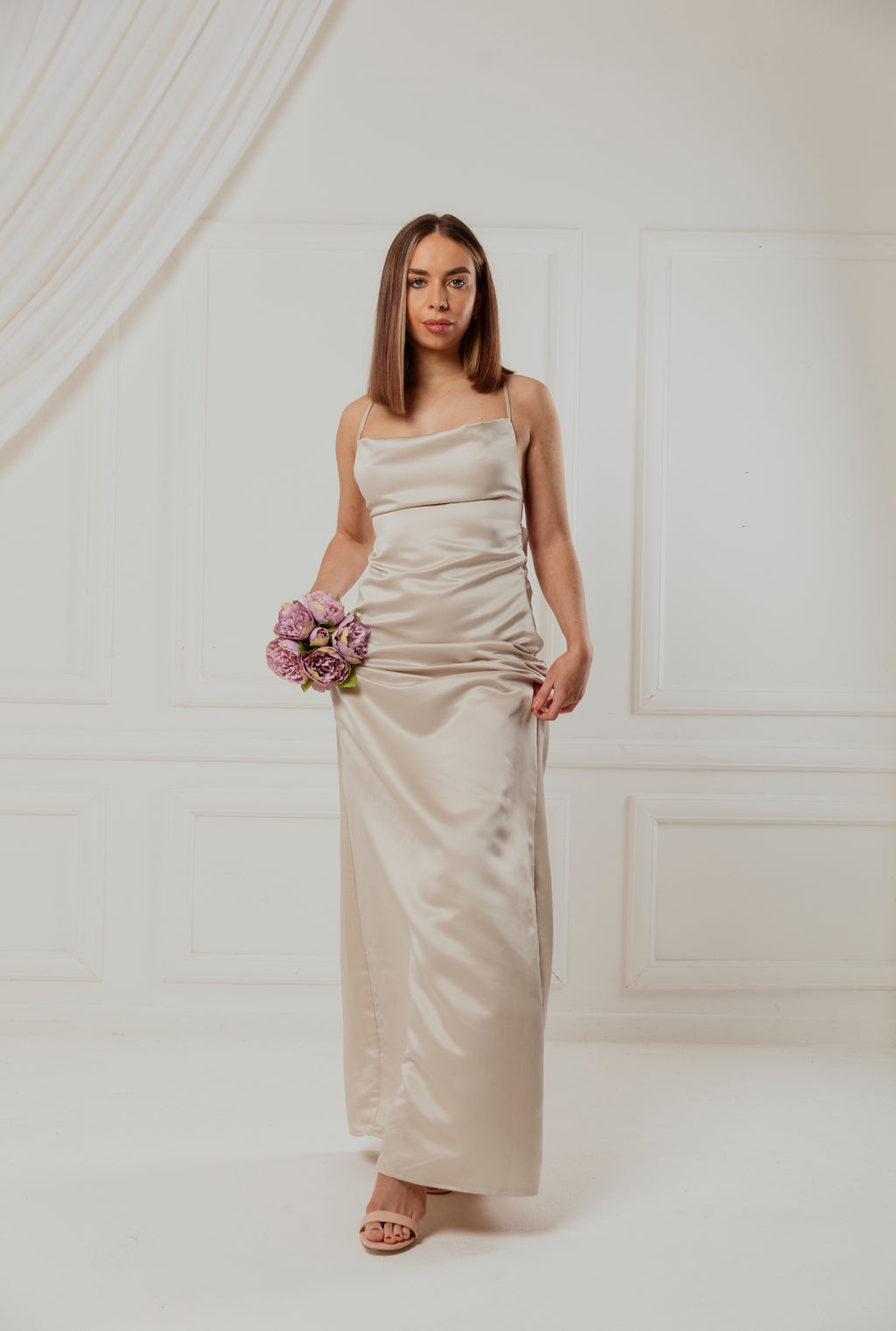 Champagne Cowl neck dress
