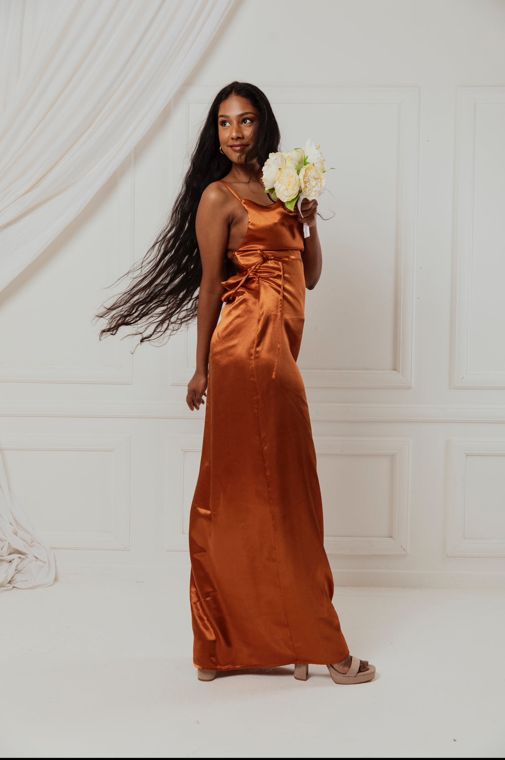 Burnt Orange Cowl neck dress