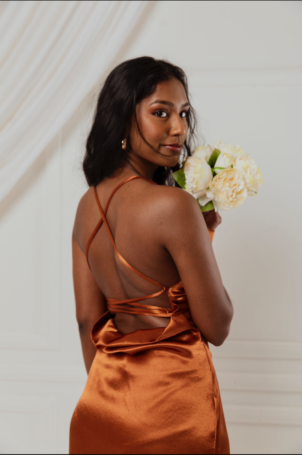 Burnt Orange Cowl neck dress
