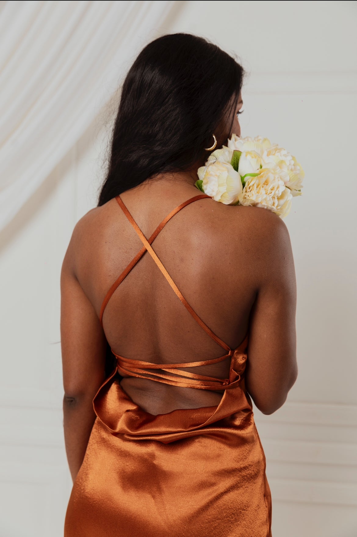 Burnt Orange Cowl neck dress