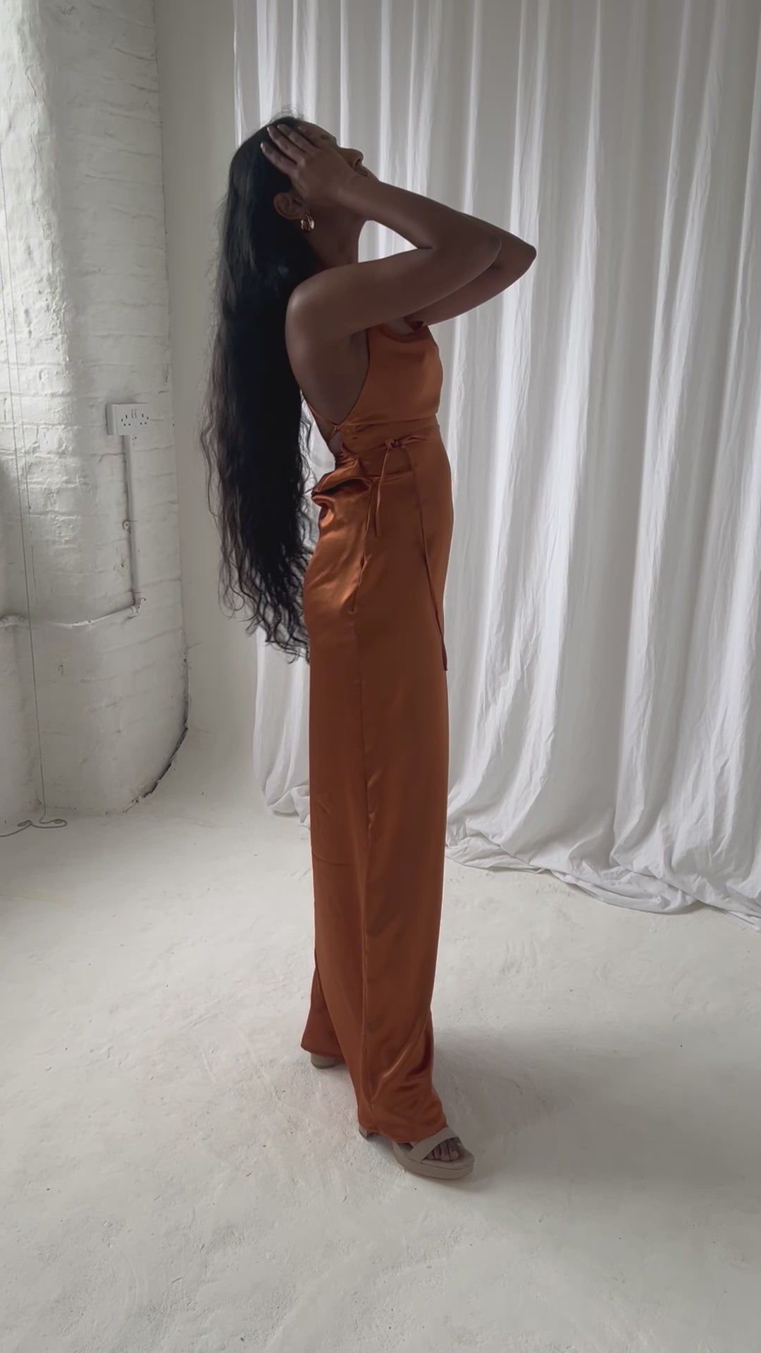 Burnt Orange Cowl neck dress